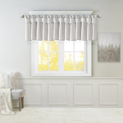 Lightweight Faux Silk Valance With Beads Silver 50x26"