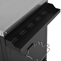 K&K 72.4" Large Grill Table for Large Big Green Egg, Metal Outdoor Grill Cart with Fold-out Prep Table, Adjustable Shelves, Spice Rack, Outdoor Kitchen Island for Big Green Egg, Kamado Joe Classic