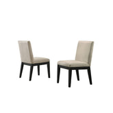 19 Inch Wood Dining Chair, Set of 2, Padded Backrest, Beige Upholstery