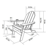 HDPE Folding Adirondack Chair with Dual Cup Holder - Composite Adirondack Chair with Wood Texture- ,Navy Blue