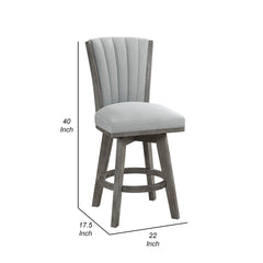 Core Set of 2 Swivel Counter Stool Chairs, Gray, Channel Tufted Velvet
