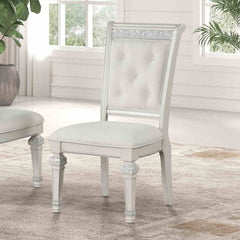 Traditional Style 2pc Side Chair Upholstered Seat And Backrest Ivory Finish Dining Room