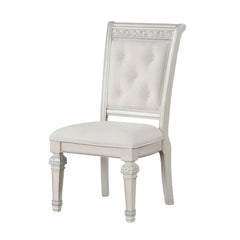 Traditional Style 2pc Side Chair Upholstered Seat And Backrest Ivory Finish Dining Room
