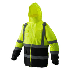 High Visibility Reflective Safety Jacket Waterproof Hoodie Yellow with Black L