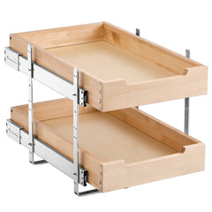 2 Tier Pull Out Cabinet Organizer Soft Close Slide Out Wood Drawer 14"W x 21"D