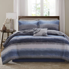 9-Piece Queen 9 Piece Comforter Set with Cotton Bed Sheets,Navy