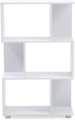 Modern Staggered 3-Shelf Manor Bookcase, White