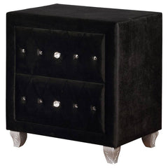 Glam Style 1pc Nightstand Button Tufted Full upholstered Frame Acrylic Buttons Black Finish Bedroom Furniture