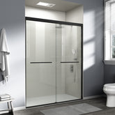 56-60 in. W x 72 in. H Double Sliding Shower Door, Semi-frameless Bathroom Sliding Door with 1/4" (6mm) Tempered Glass for Walk-in Shower, Matte Black CM-24D03-60MBX