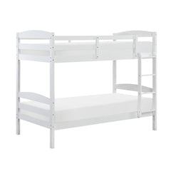 Twin over Twin Bunk Bed with Guard Rails 1pc Sturdy Wood Frame White Finish Youth Bedroom Furniture