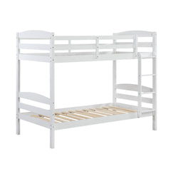 Twin over Twin Bunk Bed with Guard Rails 1pc Sturdy Wood Frame White Finish Youth Bedroom Furniture