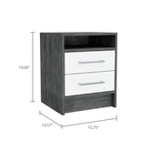 Smokey Oak and White 2-Drawer 1-Shelf Rectangle Nightstand