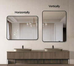 24x36 Inch Black Metal Framed Rectangular Bathrrom Mirror for Wall.(W2203135010)