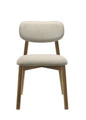 Mid-Century Modern Style 2pc Side Chair Upholstered Polyester Walnut And Beige Finish Dining Room