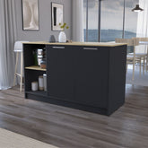 Mercury Kitchen Island with spacious Countertop, Double Door Cabinets, and 2 Open Storage Shelves