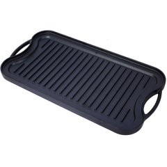 Pre-Seasoned Cast Iron Reversible Rectangular Grill/Griddle, Black,20inch x 10inch