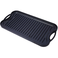 Pre-Seasoned Cast Iron Reversible Rectangular Grill/Griddle, Black,20inch x 10inch