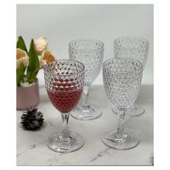 Diamond Cut Plastic Wine Glasses Set of 4 (12oz), BPA Free Acrylic Wine Glass Set, Unbreakable Red Wine Glasses, White Wine Glasses