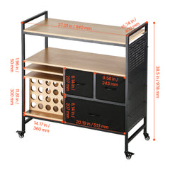 Rolling Craft Cart and Storage Table with 20 Vinyl Roll Holders 3 Drawers Black