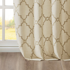 Fretwork Print Grommet Top Window Curtain Panel(Only 1 Pc Panel)