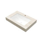 30" MURI Roma Travertine-Pattern Sintered Stone Countertop and Undermount Ceramic Basin with One Standard Pre-drilled Faucet Hole, NO Cabinet, NO Faucet and Sink Cover