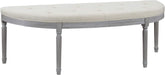Coastal Button Tufted Light Beige Upholstered Bench with Weathered Gray Legs