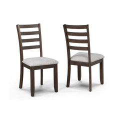 Wogy Side Dining Chair Set of 2, Brown Wood Ladder Backrest, Off White Seats