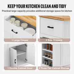Kitchen Island Cart Storage Cabinet Serving Cart with Drawer & Shelves