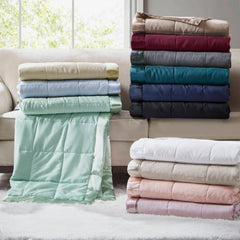 Lightweight Down Alternative Blanket with Satin Trim Black Twin