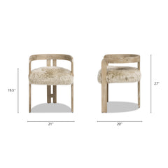 Millwick 21" Low Back Genuine Fur Dining Chair, Natural Blonde Genuine Fur