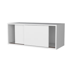 White Floating Cabinet with Sliding Door