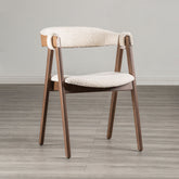 Mid-Century Modern 2pc Side Chair Padded Seat And Back Curved Panel Back Walnut And Beige Finish