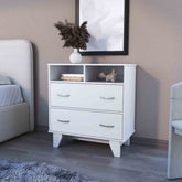Portobelo Two Drawer Dresser, Two Shelves, Superior Top, Four Legs