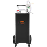 30 Gallon Fuel Caddy, Gas Storage Tank & 4 Wheels, with Manuel Transfer Pump, Gasoline Diesel Fuel Container for Cars, Lawn Mowers, ATVs, Boats, More, Black
