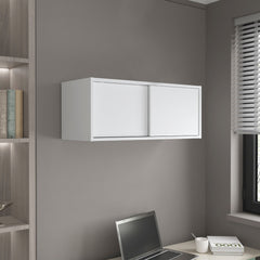 Wall Cabinet 13" H, 2 Sliding doors, 1 Shelf, White
