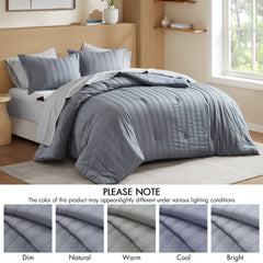 7-Piece King Woven Striped Comforter Set