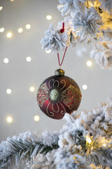 D3.9" Christmas Ball Ornaments, Glass Decorative Hanging Ball Christmas Tree Ornaments for Holiday Party Decorations, Set of 6