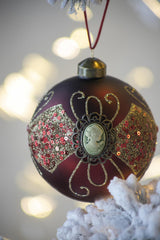 D3.9" Christmas Ball Ornaments, Glass Decorative Hanging Ball Christmas Tree Ornaments for Holiday Party Decorations, Set of 6