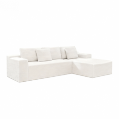 104.3*68.9"Modular sectional sofa seat,Upholstered compressed couch for living room,Bedroom,Apartment,No assembly required,2PC free combination,Plush corduroy fabric,WHTIE