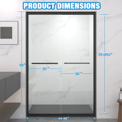 44-48"x72" Aluminum Frame Double Sliding Shower Door,Bypass Bathroom Sliding Door with Premium 5/16" (8mm) Clear Tempered Glass, Black Hardware Sliding Glass Shower Enclosure,Matte Black Finished