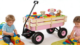 Outdoor Wagon All Terrain Pulling w/Wood Railing Air Tires Garden Cart
