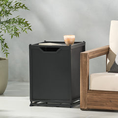 Outdoor Metal Tank Holder Side Table, Matte Black