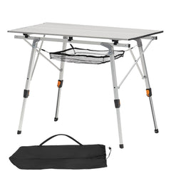 Folding Portable Camping Table Aluminum Outdoor Picnic Roll up Table Mesh Layer