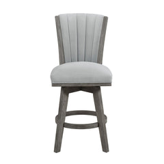 Gray Finish Set of 2 Counter Height Chairs Swivel Seat Tufted Fabric Upholstered Solid Wood Dining Furniture Transitional Style