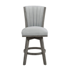 Gray Finish Set of 2 Counter Height Chairs Swivel Seat Tufted Fabric Upholstered Solid Wood Dining Furniture Transitional Style