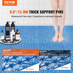 Interlocking Tile 55PCS Blue, Drainage Tiles 12" x 12" Splicing, PVC Interlocking Drainage Floor Tiles, Non-Slip Drainage Holes for Restroom, Bathroom, Kitchen, Pool, Wet Areas, Blue