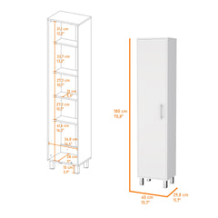 Lawen Tall Storage Cabinet, Single Door, 3 Broom Hangers