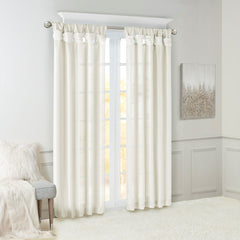 Twist Tab Lined Window Curtain Panel White 50x120"