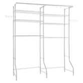 Over The Washer and Dryer Storage Shelf, 6 Tier Laundry Room Drying Rack with Hanger Rod and Hooks, Adjustable Over Washer and Dryer Shelves, Laundry Room Shelf Storage Space Saver, White