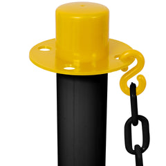 12 Pack Traffic Delineator Post Cones with Fillable Base, Adjustable Plastic Safety Barrier with 5Ft Plastic Chain, Outdoor and Indoor Crowd Control Stanchion for Traffic Control and warning Y/B